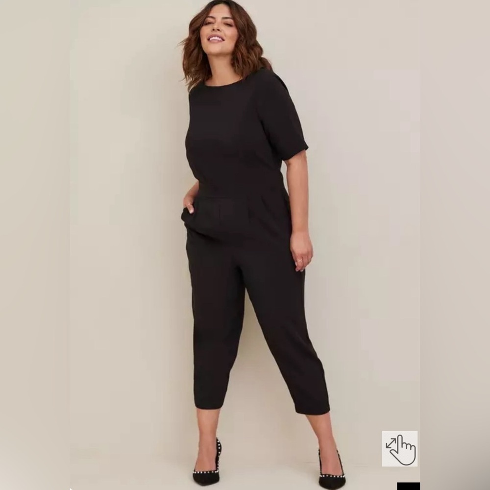 Torrid Black Studio Refined Crepe Boat Neck Jumpsuit 30
